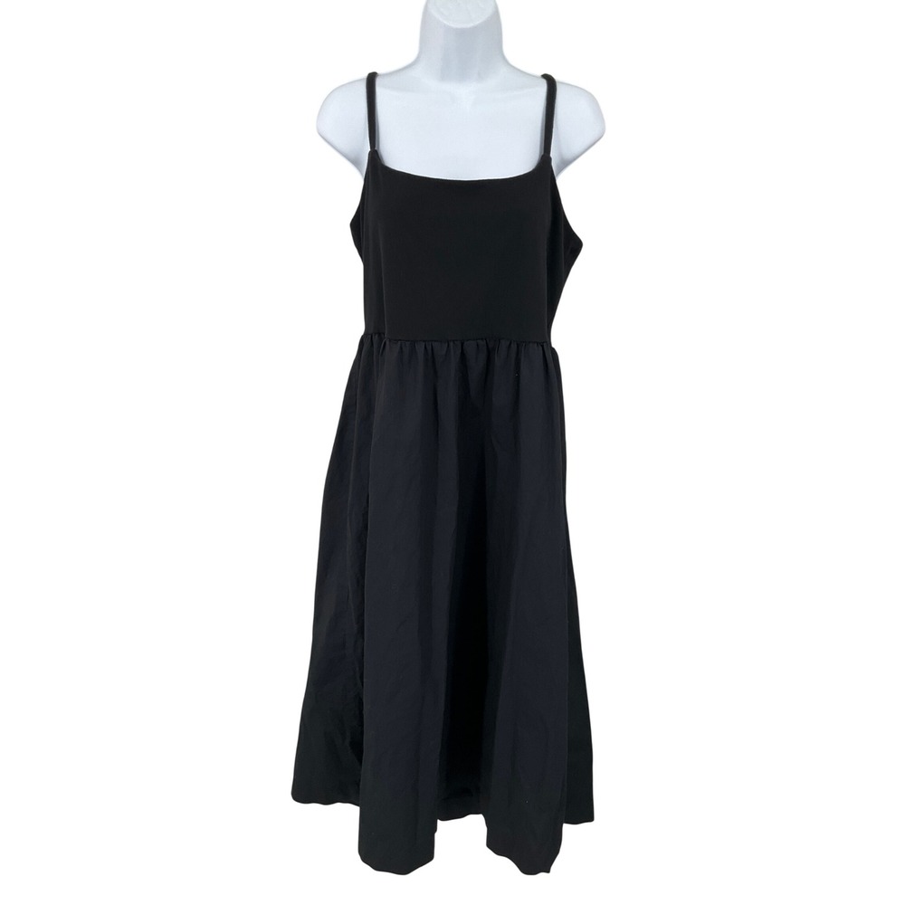 Old Navy Midi Dress Women XL Black Cotton Minimalist Balletcore Timeless Preppy